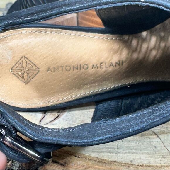 Antonio Melani Black Suede Peep Toe Slingback Heel sz 6.5 - Picture 6 of 7